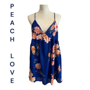 Peach Love‎ Blue Floral Dress